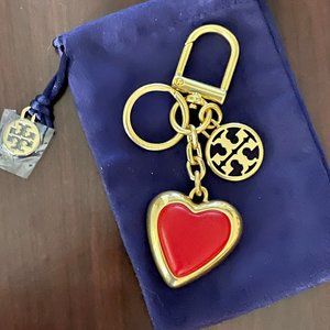 NWT~TORY BURCH~ Red Heart Logo Keychain & Fob
